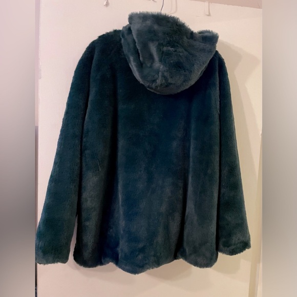 Style Co Faux-Fur Hoodie Jacket Deep Pine Sz L/XL - Picture 2 of 6
